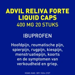 Advil Reliva Forte Liquid-Caps 400 mg Ibuprofen voor Pijn en Koorts 20 stuks