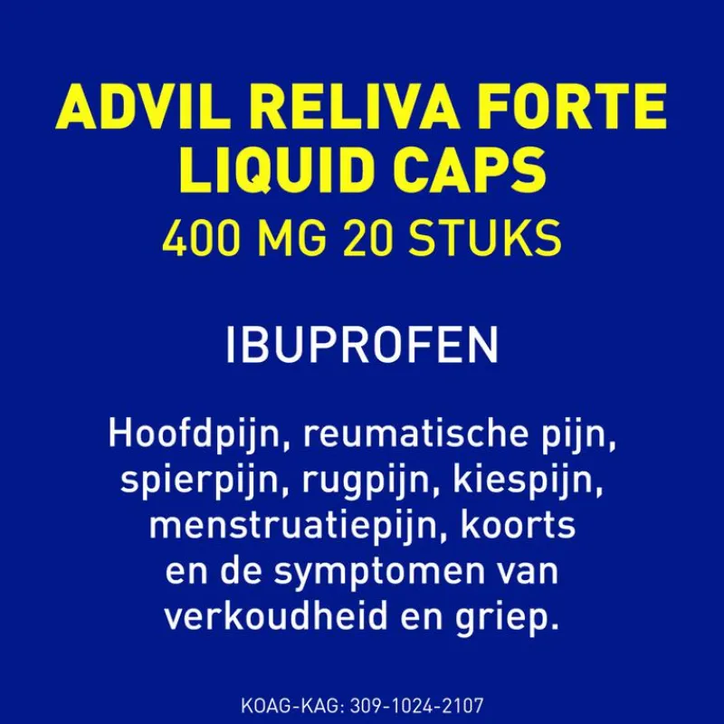 Advil Reliva Forte Liquid-Caps 400 mg Ibuprofen voor Pijn en Koorts 20 stuks