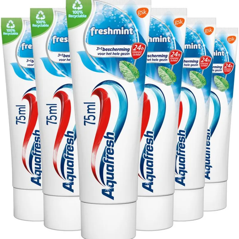 Aquafresh Freshmint 3-in-1 Tandpasta Voor Een Frisse Adem 75 ML Multipack 6 stuks