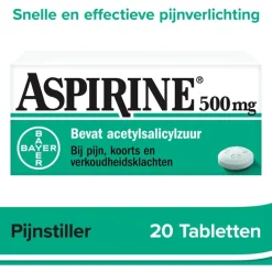 Aspirine 500 mg helpt bij pijn 20 tabletten