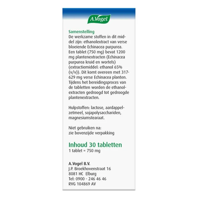 A.Vogel Echinaforce Bij Onvoldoende Weerstand En Griep Tabletten 30 stuks