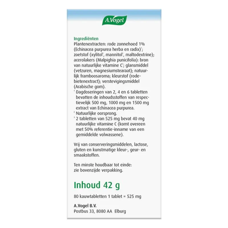 A.Vogel Echinaforce Junior met Vitamine C Weerstand1* Kauwtabletten 80 stuks