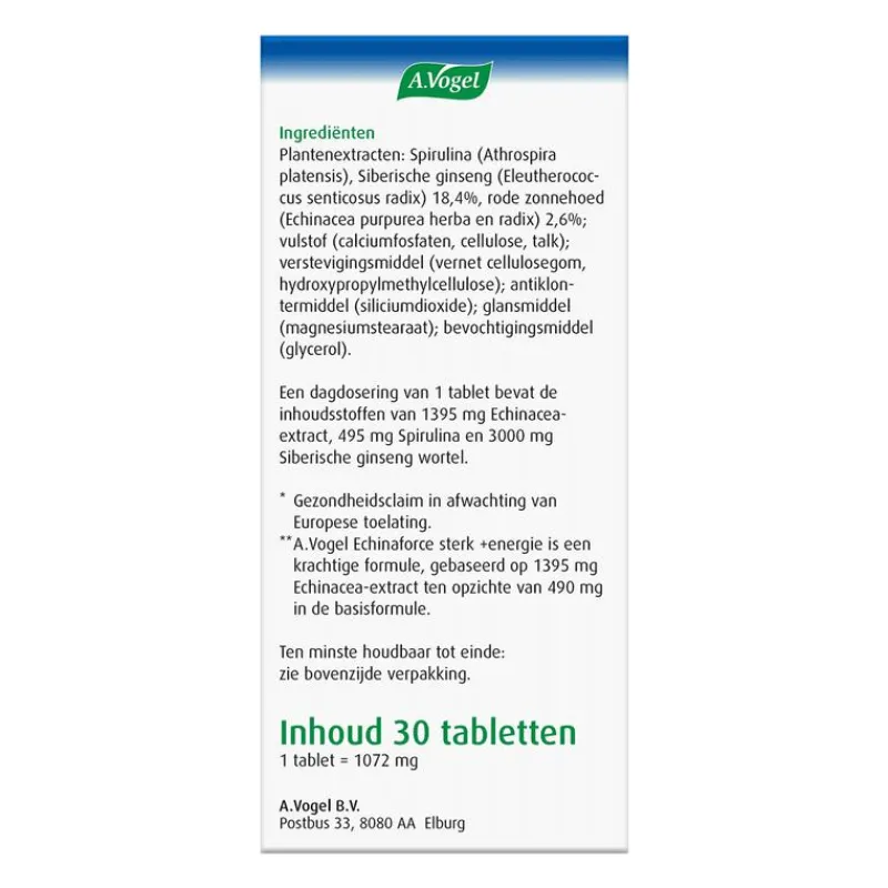 A.Vogel Echinaforce Sterk** Energie2* Tabletten 30 stuks