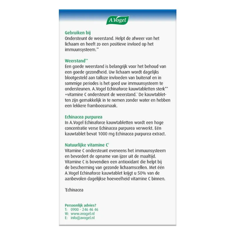 A.Vogel Echinaforce Sterk** + Vitamine C Weerstand1* Kauwtabletten 60 stuks