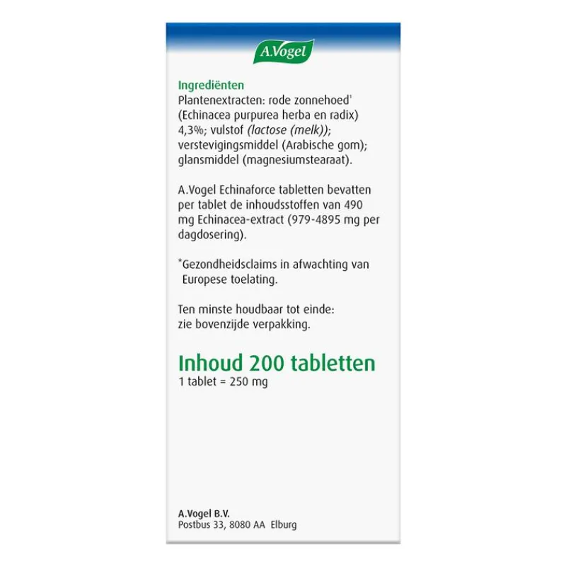 A.Vogel Echinaforce Weerstand1* Tabletten 200 stuks