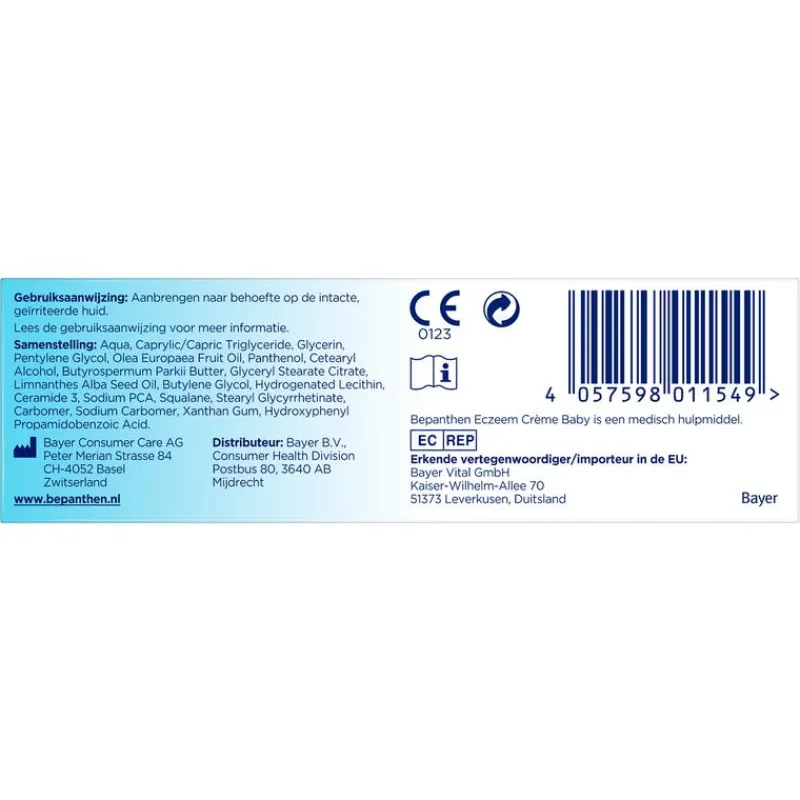 Bepanthen Eczeem Crème Baby Verlicht Jeuk En Roodheid Bij Mild Tot Matig Eczeem 20 GR