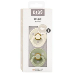 Bibs Anatomische Fopspeen Two Pack Natuurlijk Rubber Ivory/Sage Maat 1