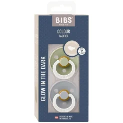 Bibs Anatomische Glow in the dark Fopspeen Two Pack Natuurlijk Rubber Sage/Cloud Maat 2