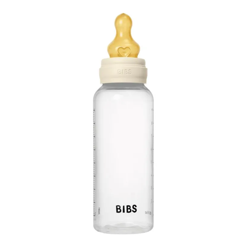 Bibs Babyfles 270 ML Ivory met Latex speen en opvouwbaar trechtertje