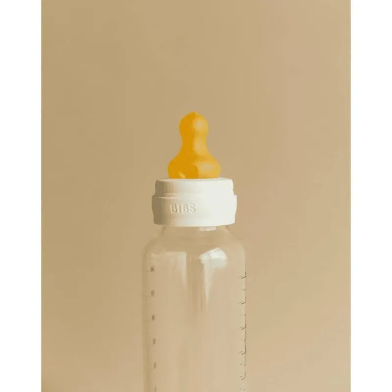 Bibs Babyfles 270 ML Ivory met Latex speen en opvouwbaar trechtertje