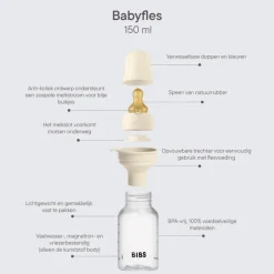 Bibs Babyfles 150 ML Sage met Latex speen en opvouwbaar trechtertje