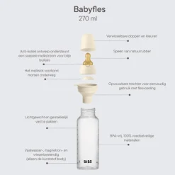 Bibs Babyfles 270 ML Sage met Latex speen en opvouwbaar trechtertje