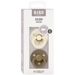 Bibs Fopspeen Two Pack Natuurlijk Rubber Ivory/Dark Oak Maat 1