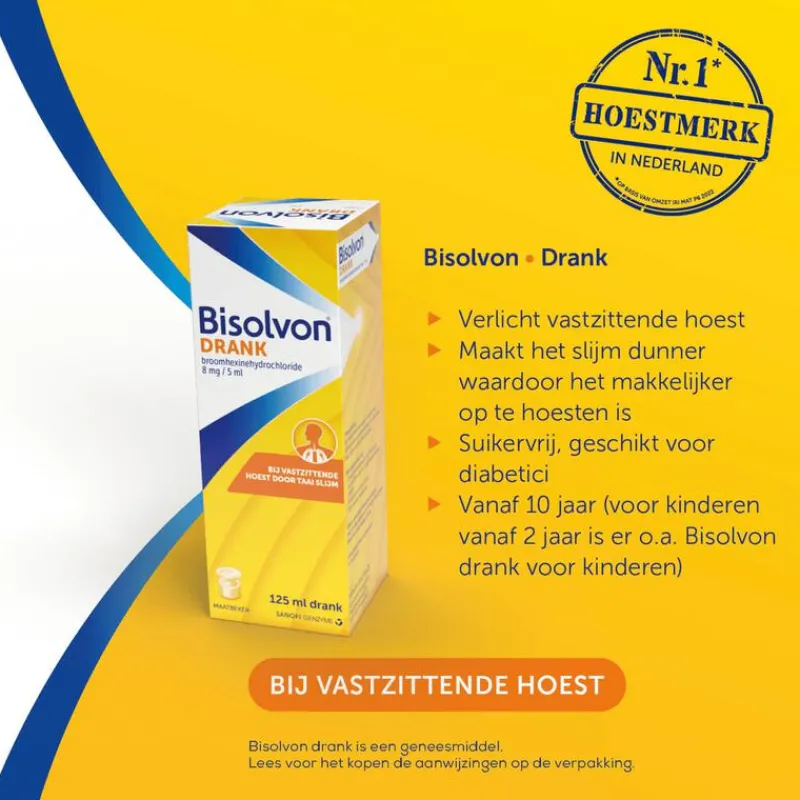 Bisolvon Hoestdrank Bij Vastzittende Hoest Voor Volwassen 8 mg/5 ml 200 ML