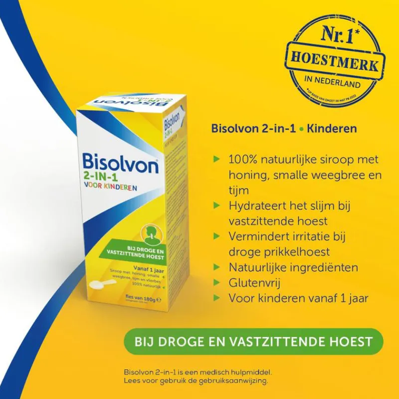 Bisolvon 2-in-1 Bij Droge En Vastzittende Hoest Voor Kinderen 133 ML