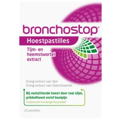 Bronchostop Hoestpastilles bij Vastzittende Hoest of Keelpijn 20 Stuks