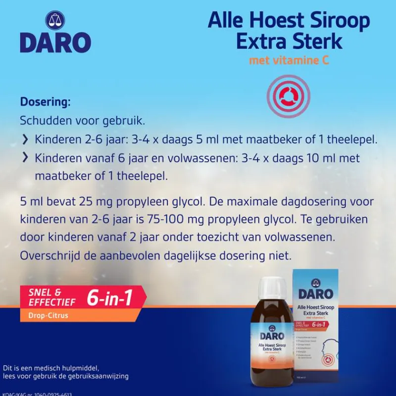 Daro Alle Hoest Siroop Extra Sterk Met Vitamine C 150 ML