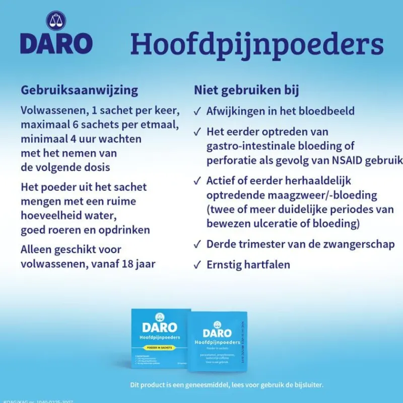 Daro Hoofdpijnpoeders 20 Sachets