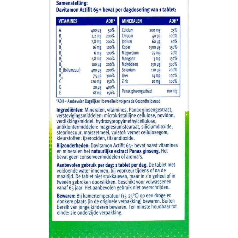 Davitamon Actifit 65+ Multivitamine 70 Stuks
