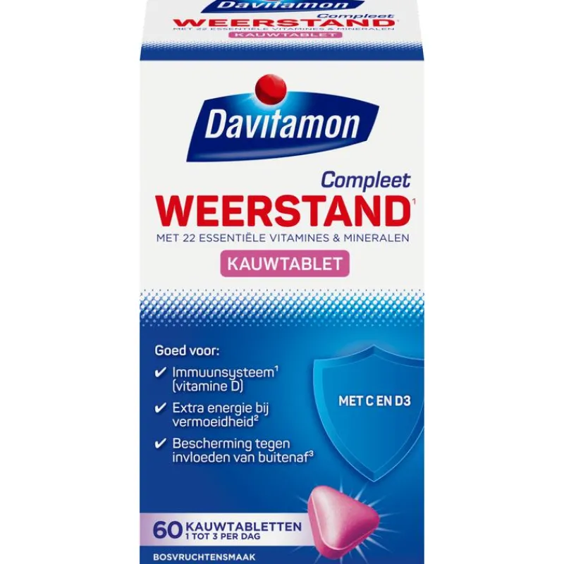 Davitamon Compleet Weerstand Vitamine C&D Bosvruchten 60 kauwtabl