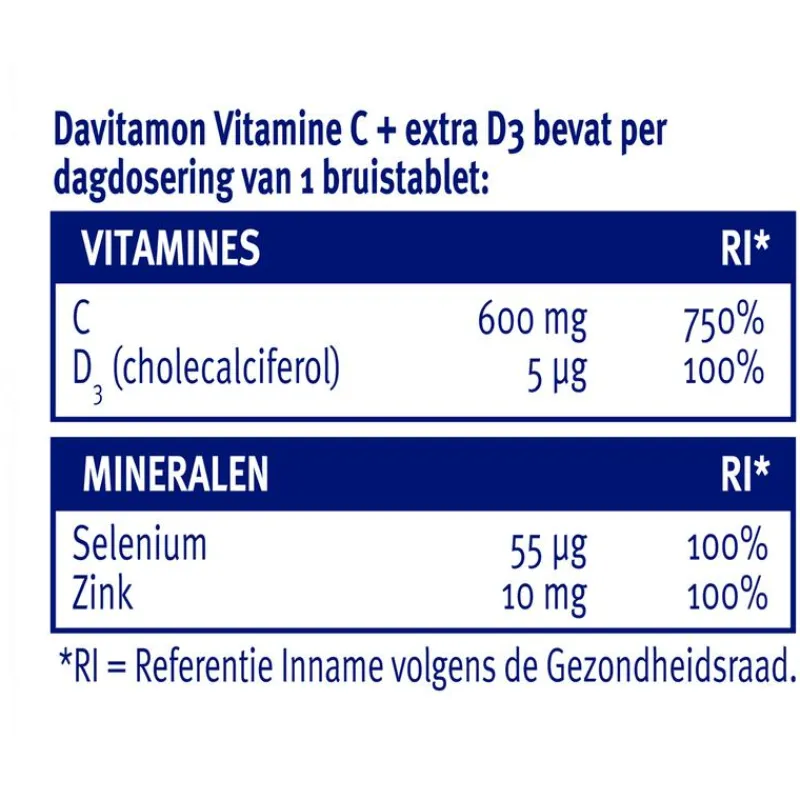 Davitamon Forte Vitamine C + Extra D3 Bruistabletten 15 stuks