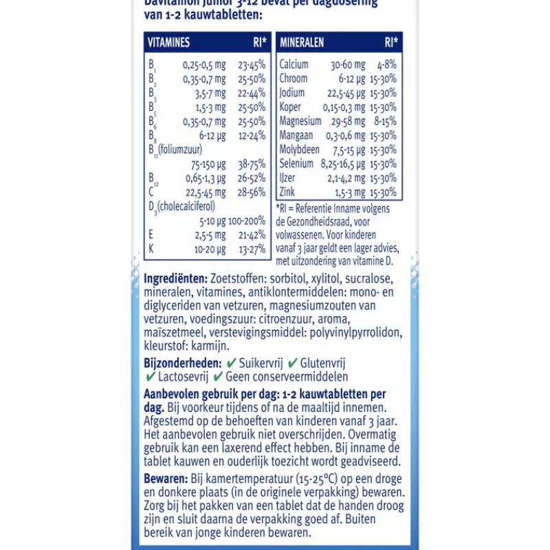Davitamon Junior 3+ Kauwvitamines Framboos