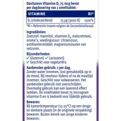 Davitamon Vitamine D3 75 mcg Smelttabletten 60+15 stuks
