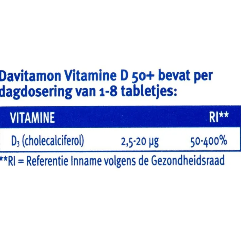 Davitamon Vitamine D 50+ Tabletjes Citroensmaak