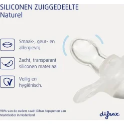 Difrax Fopspeen Natural 6 Maanden Donkergrijs BPA-vrij