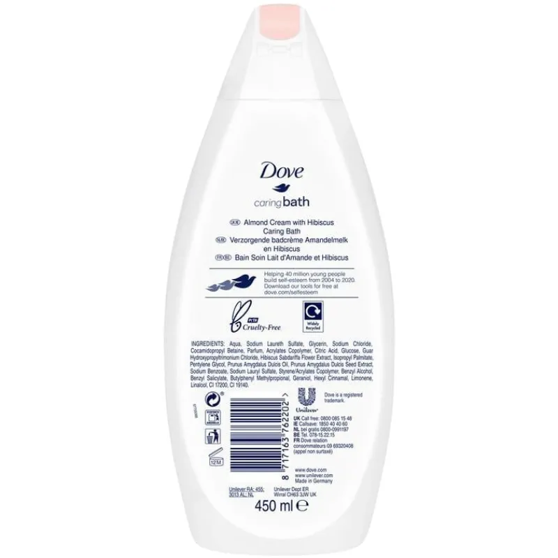 Dove Caring Bath Amandelmelk & Hibiscus Badcrème 450 ml