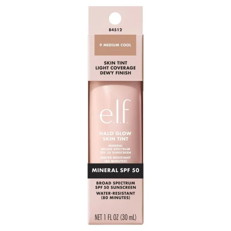 e.l.f. Halo Glow Skin Tint SPF50 9 Medium Cool