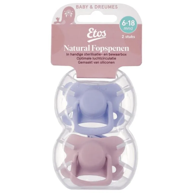 Etos Fopspeen 6M+ roze violet 2 stuks