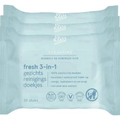 Etos Fresh 3-in-1 Face Cleansing Wipes 3 x 25 stuks