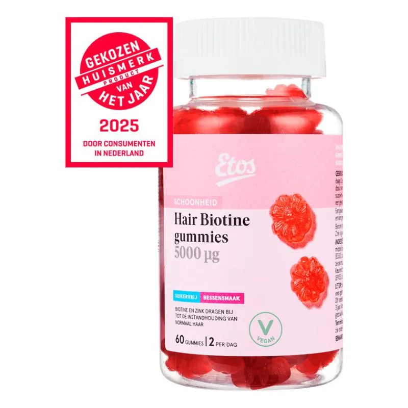 Etos Hair Biotine gummies 5000μg 60 stuks