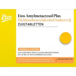 Etos Honing & Citroen zuigtablet, Amylmetacresol Plus Dichloorbenzylalcohol