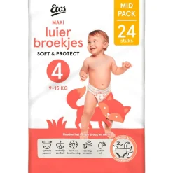 Etos Luierbroekjes Maxi Maat 4 9-15 kg Mid Pack 24 stuks