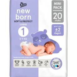 Etos Luiers Newborn Maat 1 2-5 kg Trial Pack 20 stuks