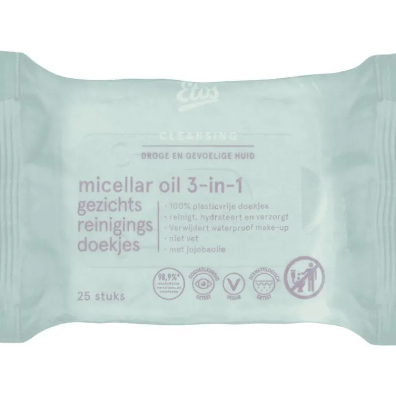 Etos Micellar Oil 3-in-1 Face Cleansing Wipes 25 stuks