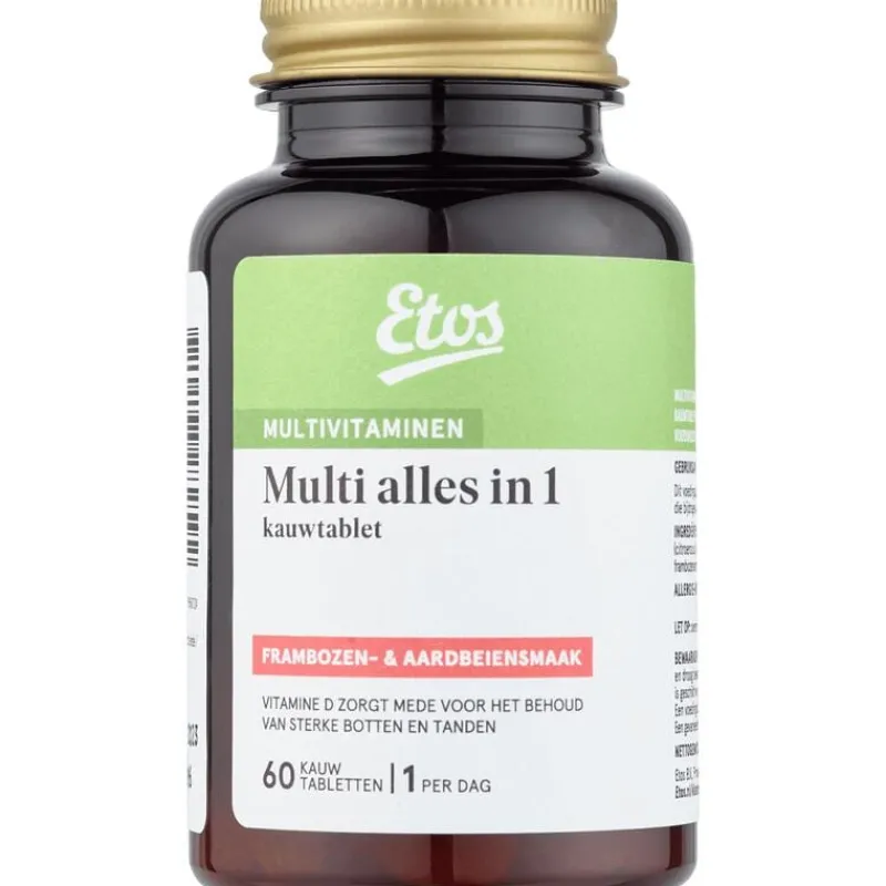 Etos Multi Alles in 1 Kauwtabletten Frambozen- & Aardbeiensmaak 60 stuks
