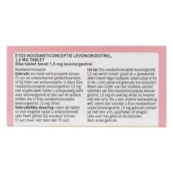 Etos Noodanticonceptie levenorgestrel 1.5mg tablet 1st