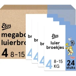 Etos Woezel & Pip Luierbroekjes Maxi Maat 4 8-15 kg Megabox 4x24 stuks