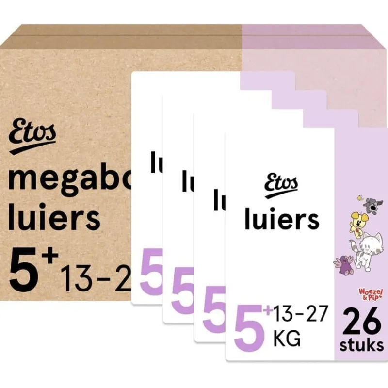 Etos Woezel & Pip Luiers Junior+ Maat 5+ Megabox 4x26 stuks