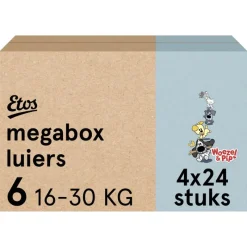 Etos Woezel & Pip Luiers XL Maat 6 16-30 kg Megabox 4x24 stuks