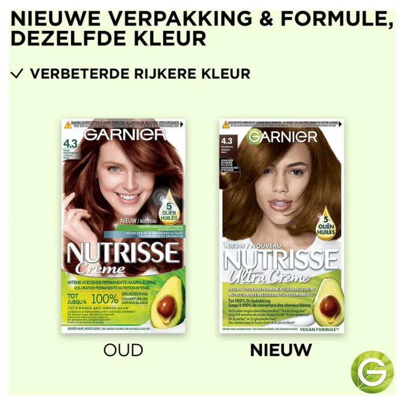 Garnier Nutrisse Crème Permanente Haarverf 4.3 Goud Middenbruin