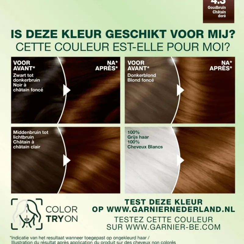 Garnier Nutrisse Crème Permanente Haarverf 4.3 Goud Middenbruin