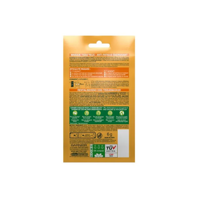 Garnier SkinActive Hydra Bomb Oog Sheet Masker Sinaasappel + Hyaluron