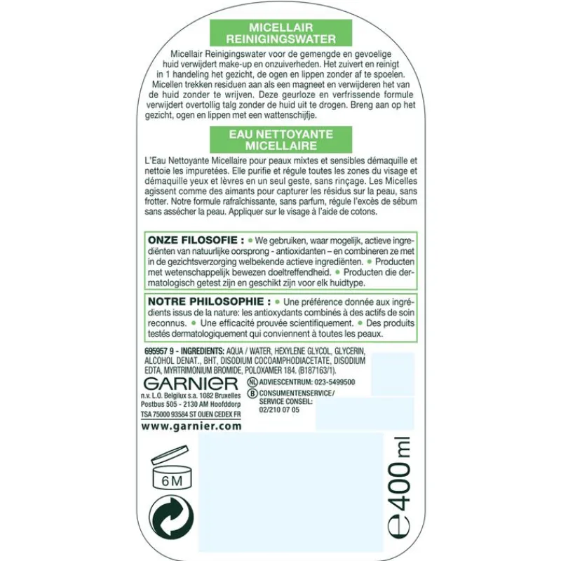 Garnier SkinActive Micellair Reinigingswater Vette Huid 400 ML