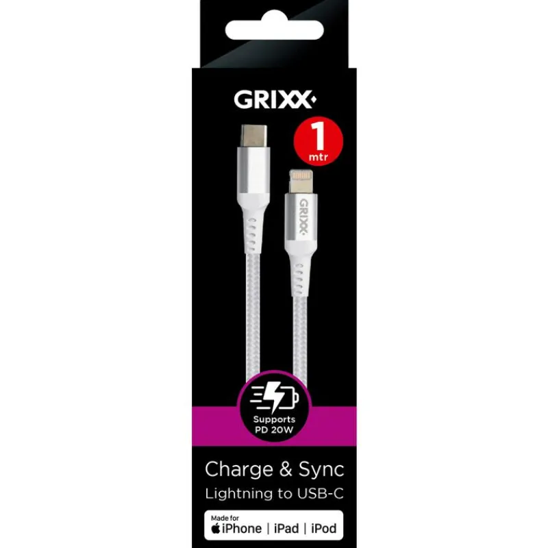 Grixx Lightning to USB-C 1M White