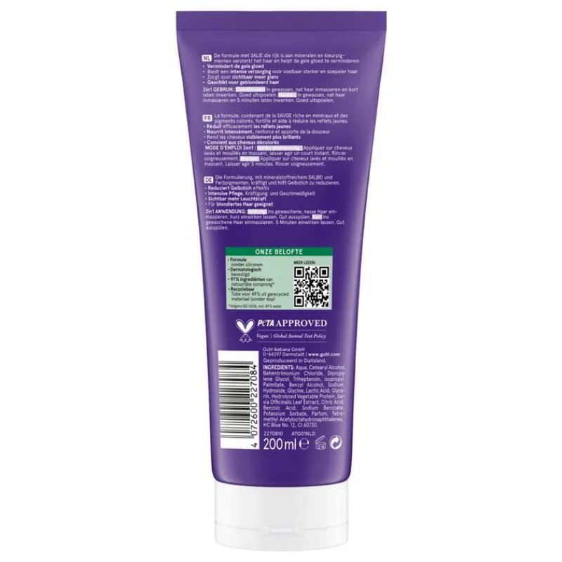 Guhl Zilverglans & Verzorging Anti-Geel Masker 200 ML