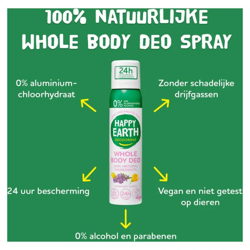 Happy Earth 100% Natural Whole Body Deo Spray Lavender Ylang 100ML